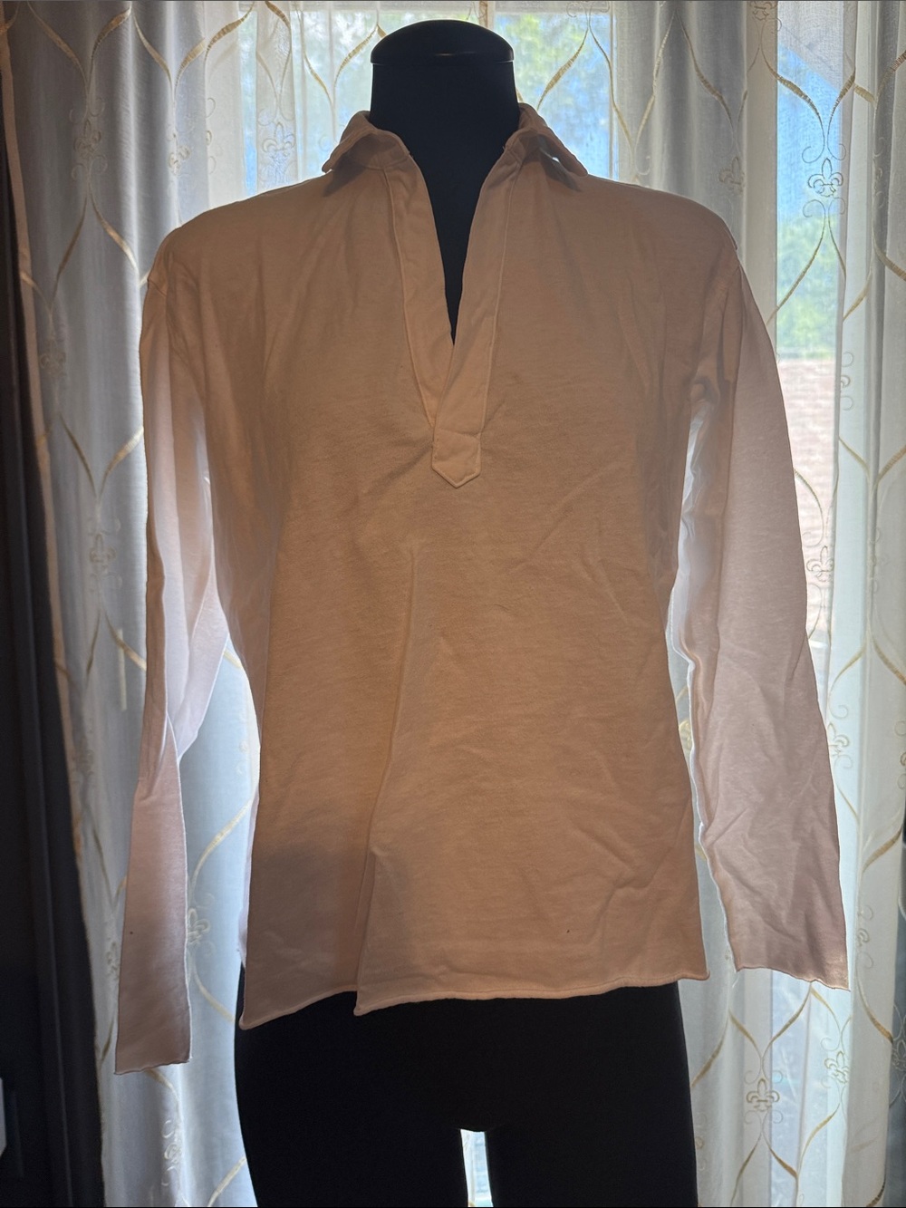 Frank & Eileen Cream Long Sleeve Popover Shirt